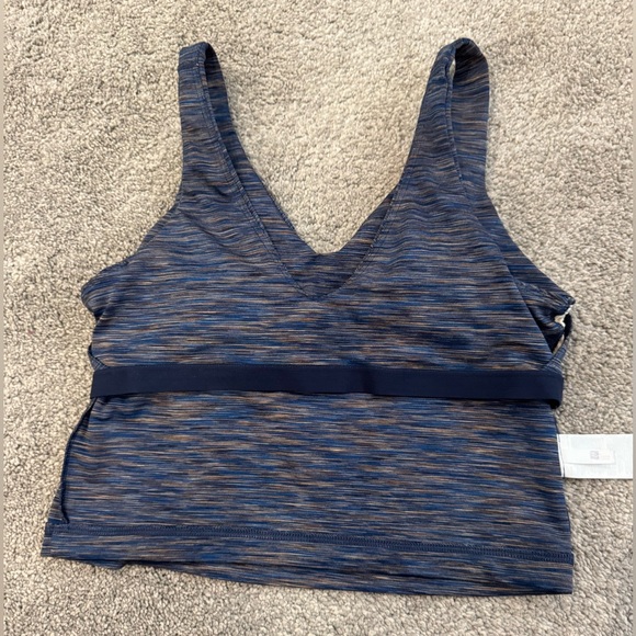 Athleta Transcend Navy Nova Texture V-Neck Crop Bra - Picture 5 of 7